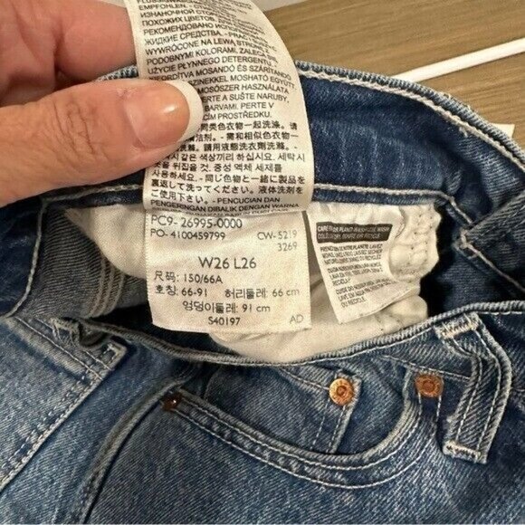 Levi's Premium Wedgie Straight High Rise Exposed Button Fly Jeans Sz 26 - Picture 11 of 14